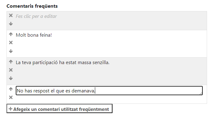 3 Comentaris Frequents configurats Guia Qualificacio Forum Moodle