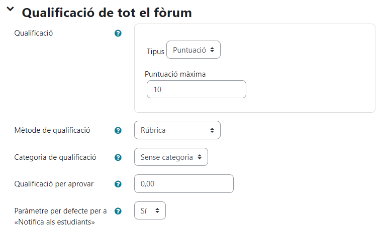 Qualificació Forum Moodle