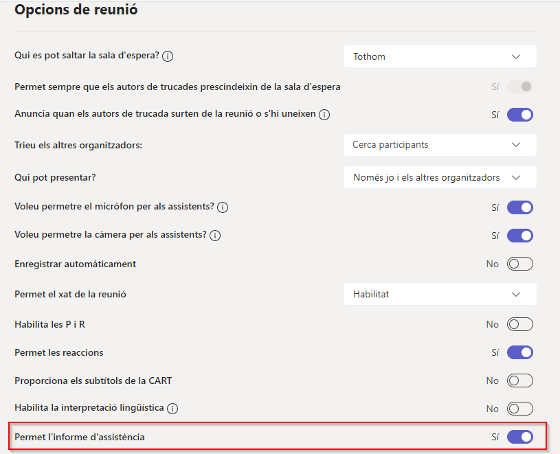 Informe d'assistència