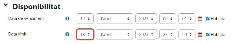 Disponibilitat Forum Moodle