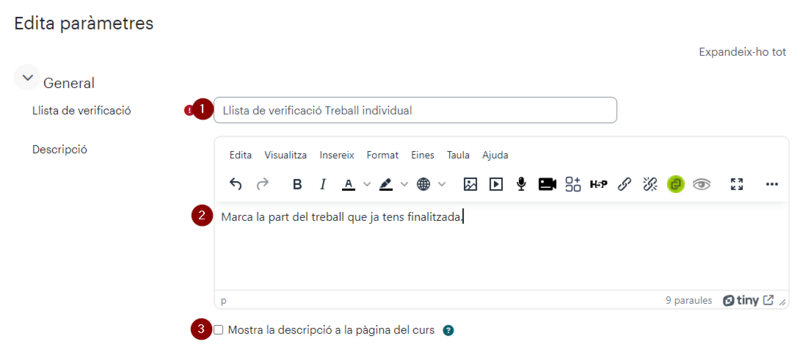 Fitxer:ParametresGeneralsLlistaVerificacioMoodle.png