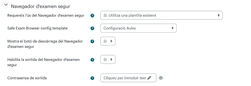 Paràmetres Safe Exam Browser