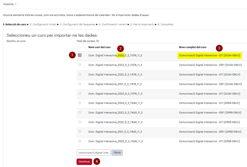 Fitxer:SelecionaAulaOrigenCercadaImportarAulaMoodle.png