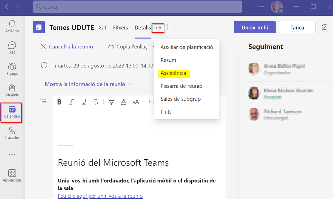Microsoft Teams assistència