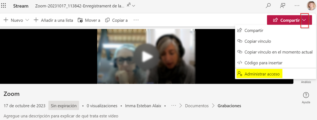 Enregistrament administrar l'accés